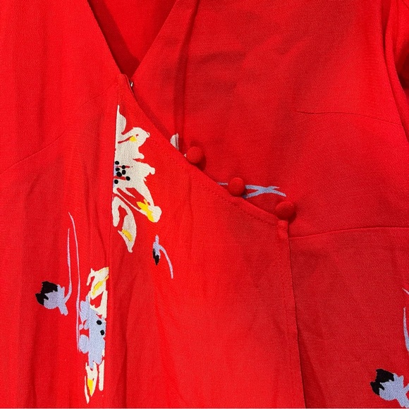 Free People Women's Time on My Side Red Floral Wrap Dress. Size XS. - Picture 5 of 10